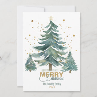 Elegant Watercolor Whimsical Christmas Tree Card