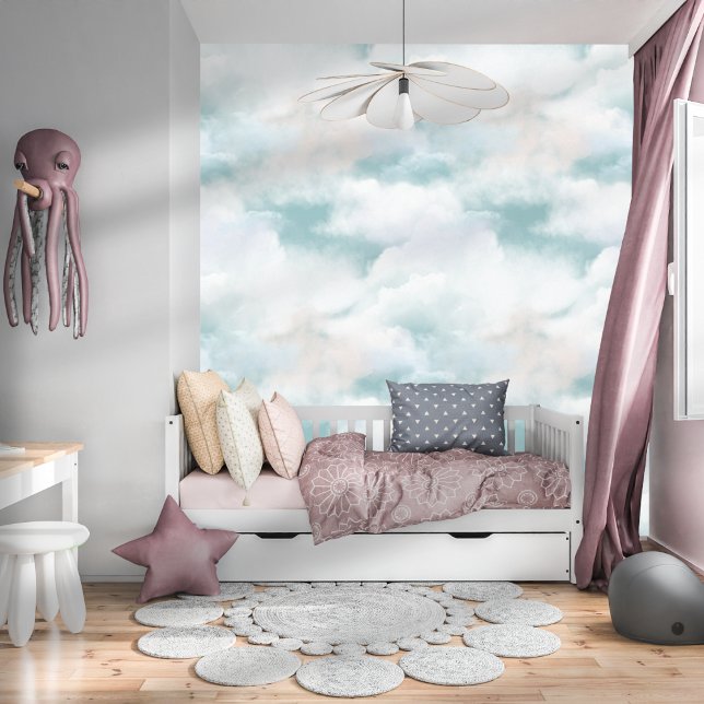 Elegant Watercolor Whimsical Clouds Blue Wallpaper (Creator Uploaded)