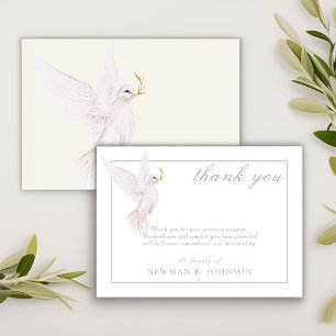 Elegant Watercolor White Dove Memorial Thank You Card