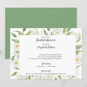 Elegant Watercolor White Floral Bridal Shower Invitation