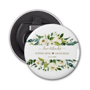 Elegant Watercolor White Floral Frame Wedding  Bottle Opener