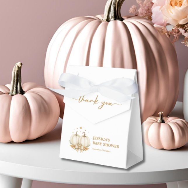 Elegant Watercolor White Pumpkins Twin Baby Shower Favour Box (Creator Uploaded)