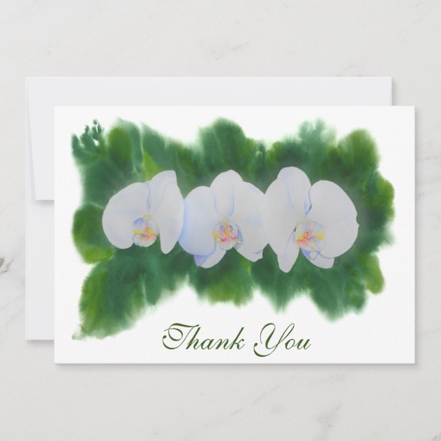 Elegant watercolor white tropical orchids  (Front)