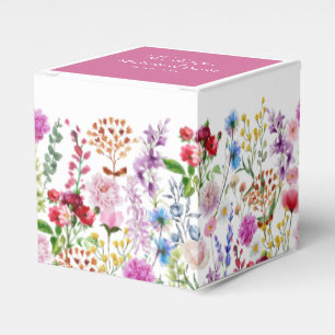 Elegant Watercolor Wild Florals Wedding Favour Box