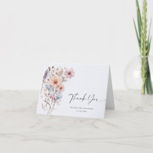 Elegant Watercolor Wild Flowers Botanical Wedding Thank You Card