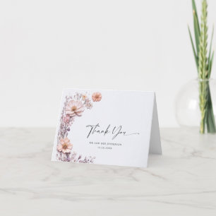Elegant Watercolor Wild Flowers Botanical Wedding Thank You Card