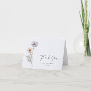 Elegant Watercolor Wild Flowers Botanical Wedding Thank You Card