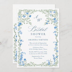 Elegant Watercolor Wild Flowers Bridal Shower Invitation