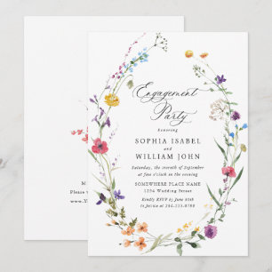 Elegant Watercolor Wild Flowers ENGAGEMENT PARTY Invitation