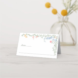 Elegant Watercolor Wild Flowers Floral Wedding Place Card