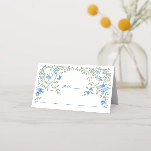 Elegant Watercolor Wild Flowers Floral Wedding Place Card (Front)