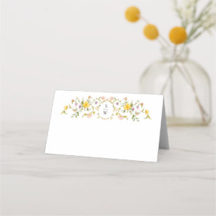 Elegant Watercolor Wild Flowers Floral Wedding Place Card