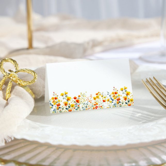 Elegant Watercolor Wild Flowers Floral Wedding Place Card (Creator Uploaded)