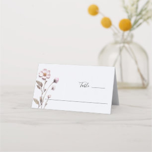 Elegant Watercolor Wild Flowers Floral Wedding Place Card