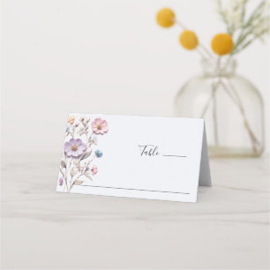 Elegant Watercolor Wild Flowers Floral Wedding Place Card