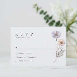 Elegant Watercolor Wild Flowers Floral Wedding RSVP Card