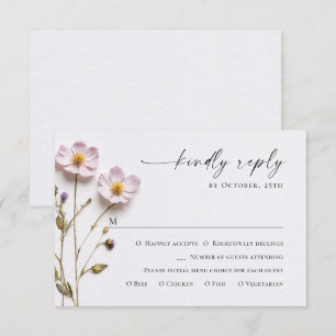 Elegant Watercolor Wild Flowers Floral Wedding RSVP Card