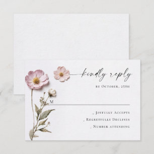Elegant Watercolor Wild Flowers Floral Wedding RSVP Card