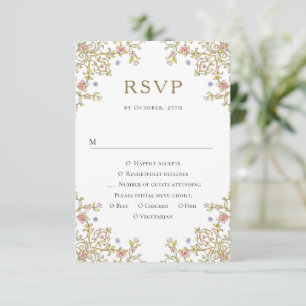 Elegant Watercolor Wild Flowers Floral Wedding RSVP Card