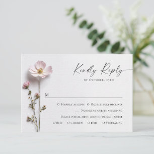 Elegant Watercolor Wild Flowers Floral Wedding RSVP Card