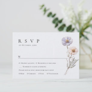 Elegant Watercolor Wild Flowers Floral Wedding RSVP Card