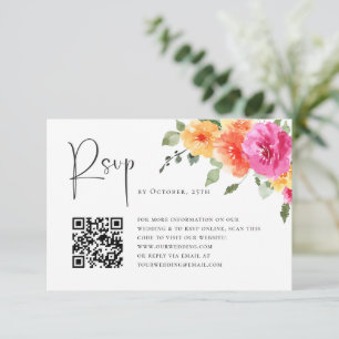 Elegant Watercolor Wild Flowers Floral Wedding RSVP Card