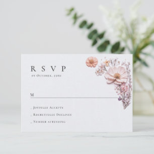 Elegant Watercolor Wild Flowers Floral Wedding RSVP Card