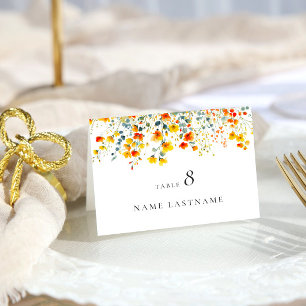 Elegant Watercolor Wild Flowers Floral Wedding Table Number