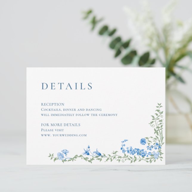 Elegant Watercolor Wild Flowers Wedding Details Enclosure Card (Standing Front)