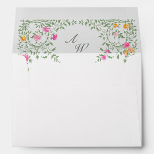 Elegant Watercolor Wild Flowers Wedding Flowers Envelope