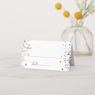 Elegant Watercolor Wild Flowers Wedding Place Card