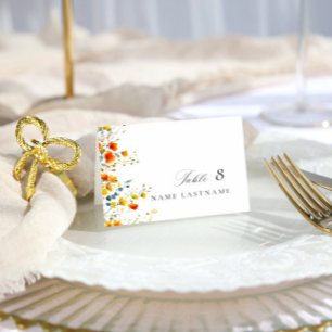 Elegant Watercolor Wild Flowers Wedding Place Card