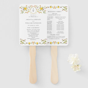 Elegant Watercolor Wild Flowers Wedding Program Hand Fan