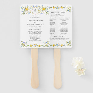 Elegant Watercolor Wild Flowers Wedding Program Hand Fan