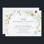 Elegant Watercolor Wildflower 90th Birthday Invitation<br><div class="desc">Elegant Watercolor Wildflower 90th Birthday Invitation</div>
