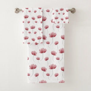 Elegant watercolor wildflower  bath towel set