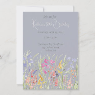 Elegant Watercolor Wildflower Birthday Invitation