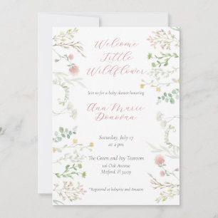 Elegant Watercolor Wildflower Border Baby Shower Invitation