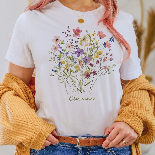 Elegant Watercolor Wildflower Botanical T-Shirt (Creator Uploaded)