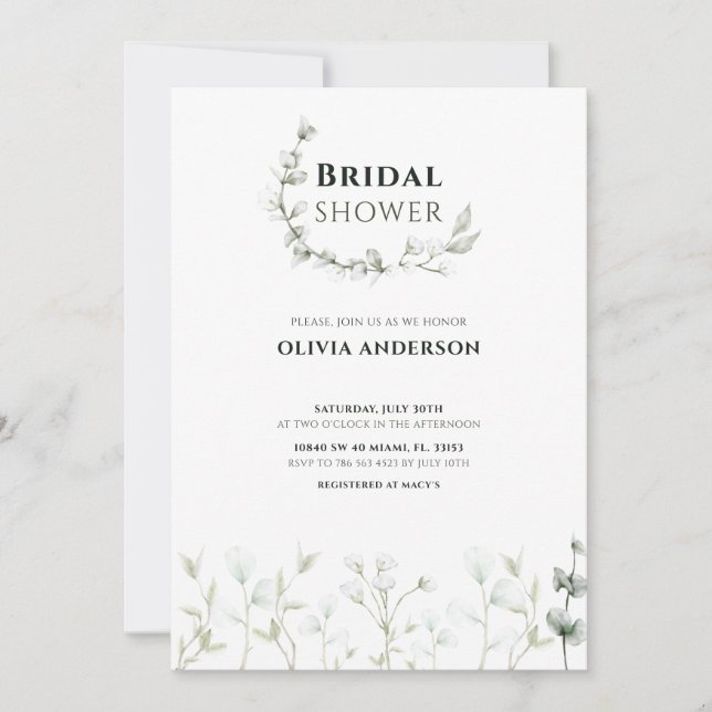  Elegant Watercolor Wildflower Bridal Invitation (Front)