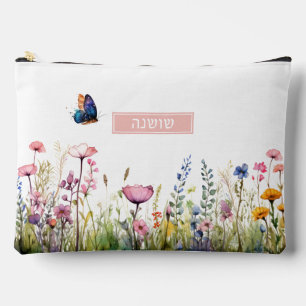 Elegant Watercolor Wildflower Cosmetic Accessory Pouch