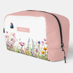 Elegant Watercolor Wildflower Cosmetic & Toiletry Dopp Kit