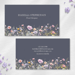 Elegant Watercolor Wildflower Floral Design Business Card