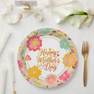 Elegant Watercolor Wildflower Floral Mother’s Day Paper Plate