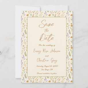 Elegant Watercolor Wildflower Floral Photo Wedding Save The Date