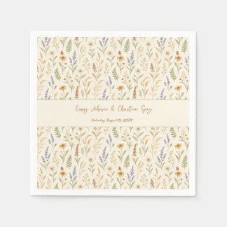 Elegant Watercolor Wildflower Floral Wedding Napkin