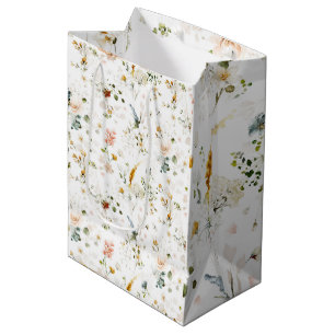 Elegant Watercolor Wildflower Garden Medium Gift Bag