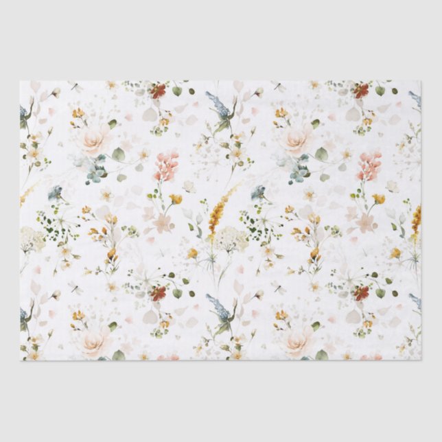 Elegant Watercolor Wildflower Garden  Tissue Paper (Front)