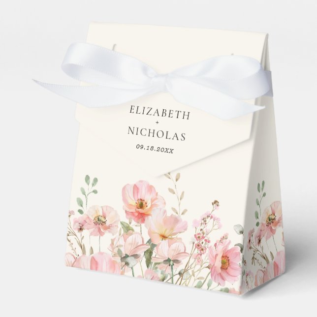 Elegant Watercolor Wildflower Garden Wedding Favour Box (Front Side)