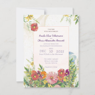 Elegant Watercolor Wildflower Garden Wedding Postcard